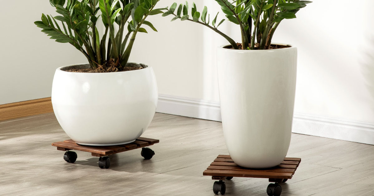 Đế Chậu Cây Vuông Có Bánh Xe – Square Wooden Plant Caddy