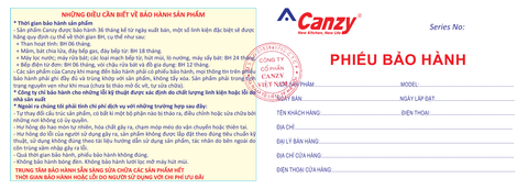 Chính sách bảo hành Canzy