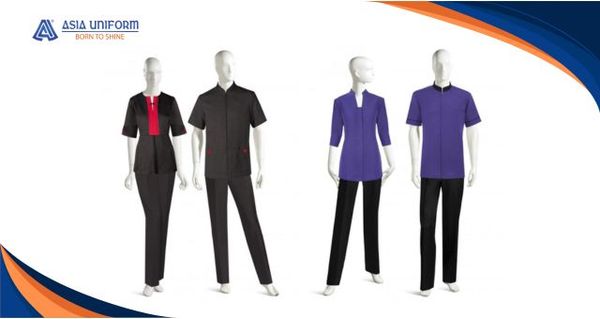 thiết kế đồng phục áo sơ mi cổ trụ nam nữ