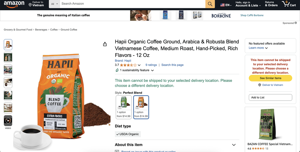 Hapii Coffee chính thức có mặt trên Amazon – Đưa cà phê hữu cơ Việt Nam vươn tầm thế giới
