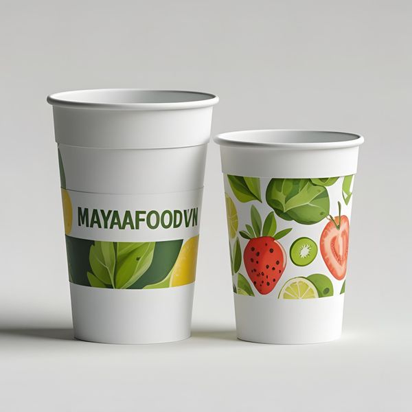 thiết kế cốc giấy miền Bắc bị che mất logo vì bố cục không cân đối