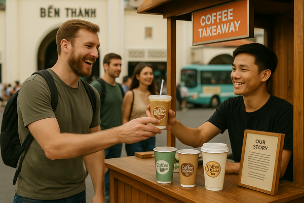 Ly giấy TP.HCM in đẹp thu hút khách tại chợ Bến Thành.