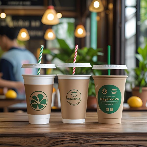 cốc nhựa thân vuông tạo ấn tượng thị giác mạnh cho quán cà phê Hà Nội