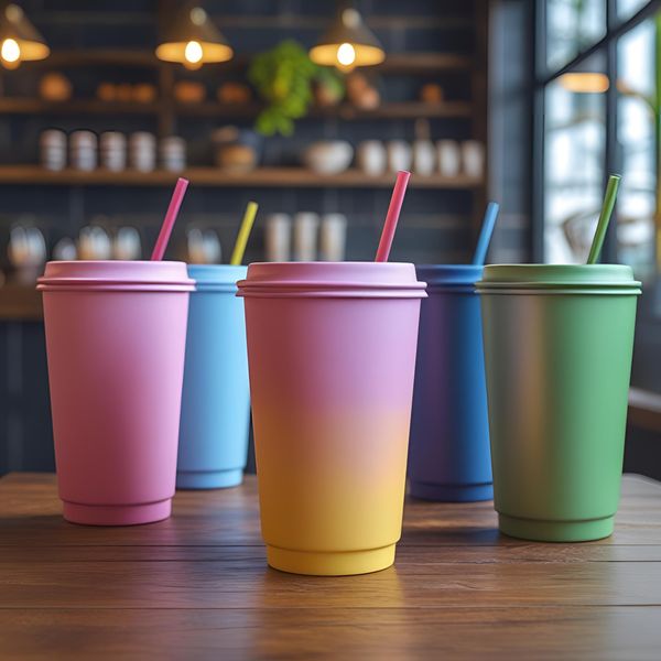cốc nhựa dùng một lần tại quán cà phê Hà Nội