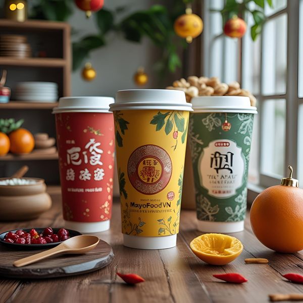 mẫu cốc giấy Tết nổi bật tại quán cà phê giúp tăng nhận diện thương hiệu