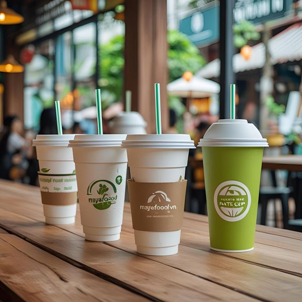 cốc nhựa thân vuông in logo giúp tăng nhận diện thương hiệu quán cà phê