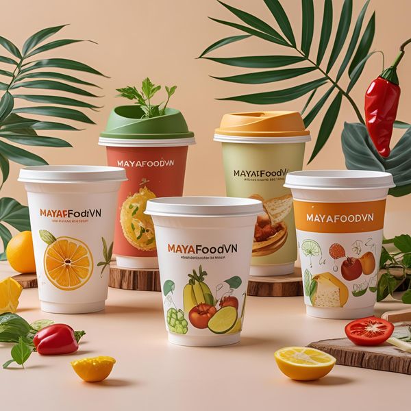 cốc giấy Mayafoodvn in logo thương hiệu cho quán cà phê Hà Nội