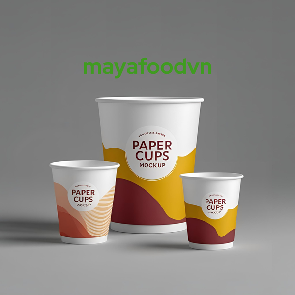 Thiết kế ly giấy đồng bộ nhiều kích cỡ