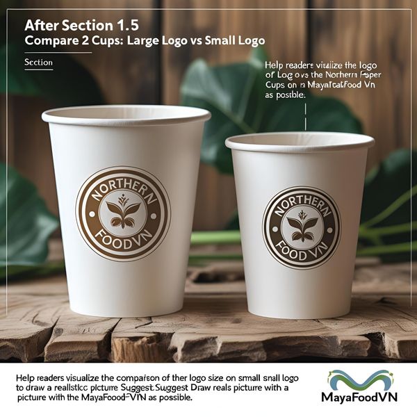 so sánh kích thước logo trên cốc giấy miền Bắc