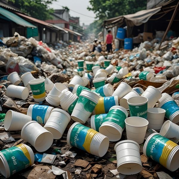 cốc nhựa dùng một lần gây ô nhiễm môi trường Hà Nội