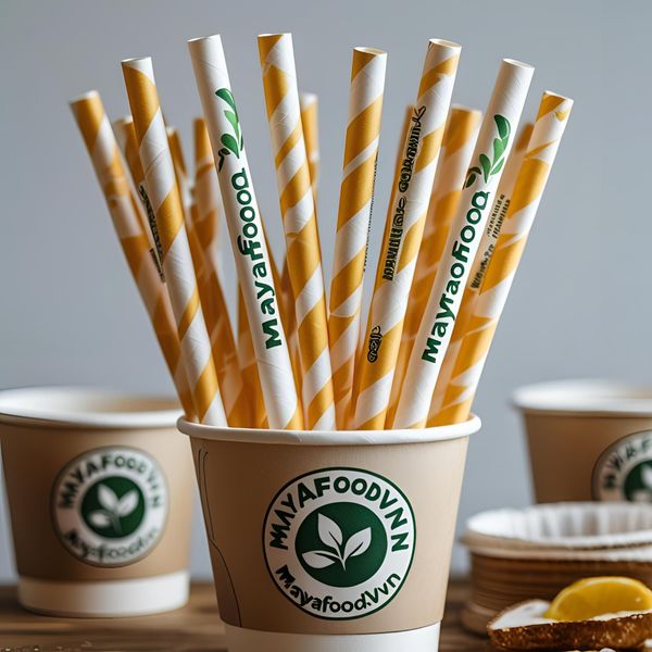 ống hút giấy cỡ lớn in logo Mayafoodvn
