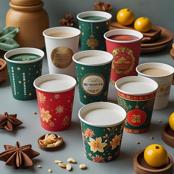 mockup cốc giấy mùa Tết thiết kế 3D cho kiểm duyệt trước in