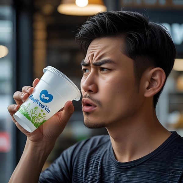 Khách hàng phản ứng vì mùi hôi từ cốc nhựa mới gây khó chịu khi uống.