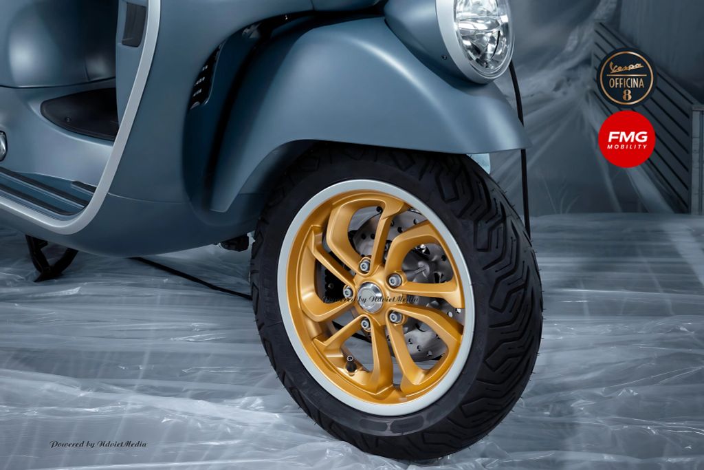 Mâm xe 12-inh 5 chấu kết hợp với đĩa phanh trước đường kính 220mm