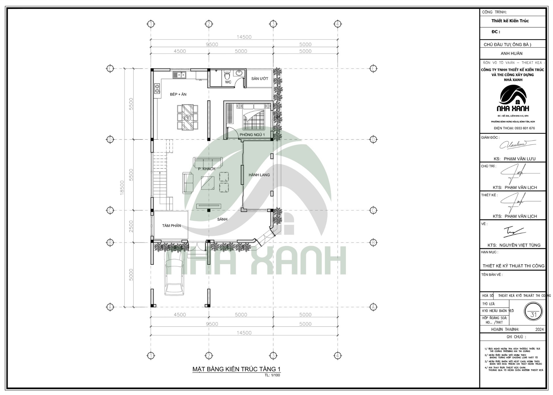 Mặt bằng tầng 1 biệt thự địa trung hải