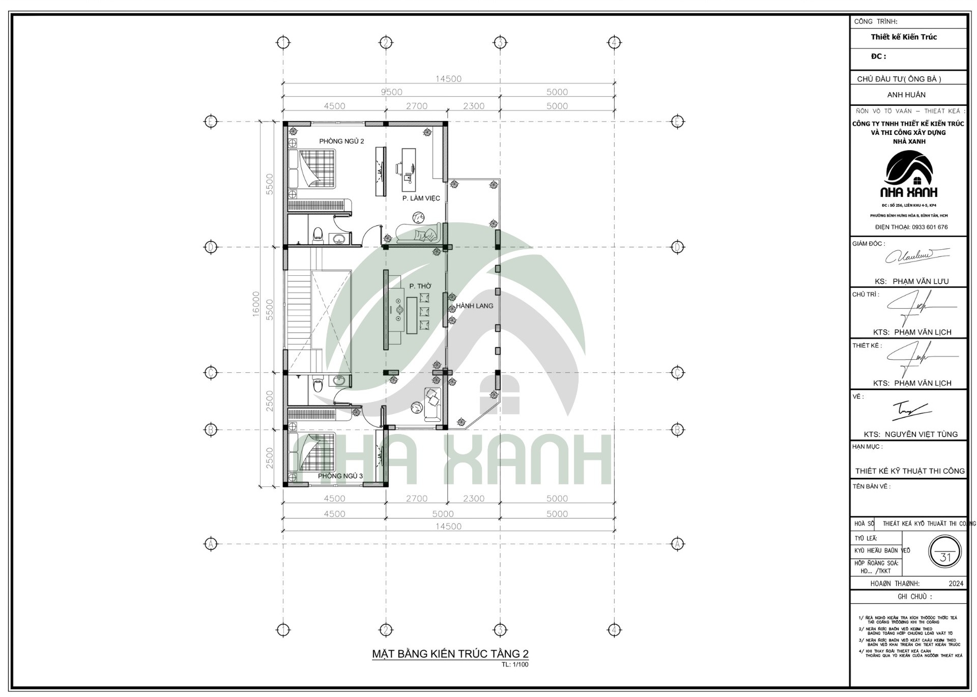 Mặt bằng tầng 2 biệt thự địa trung hải