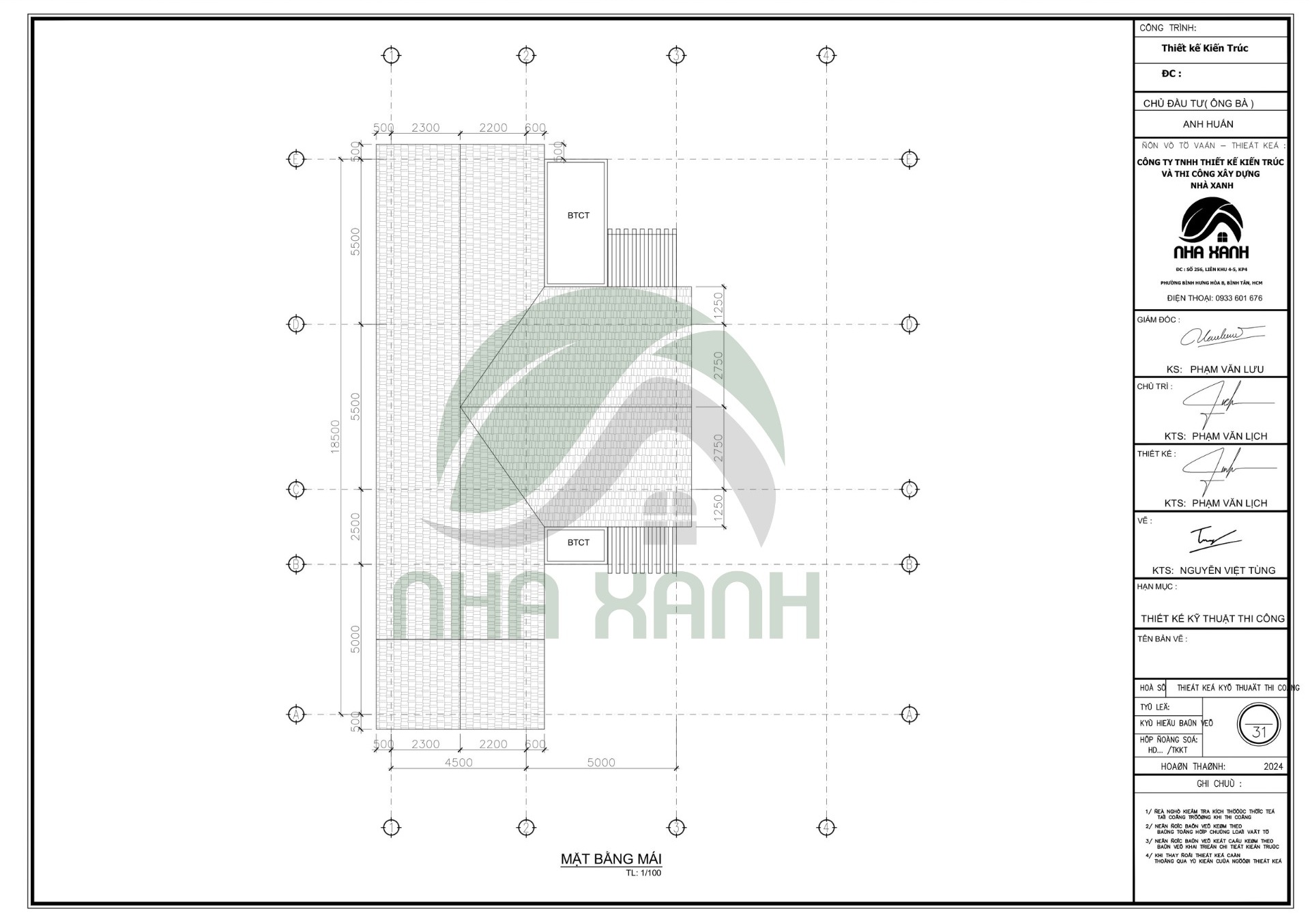 Mặt bằng tầng mái biệt thự địa trung hải