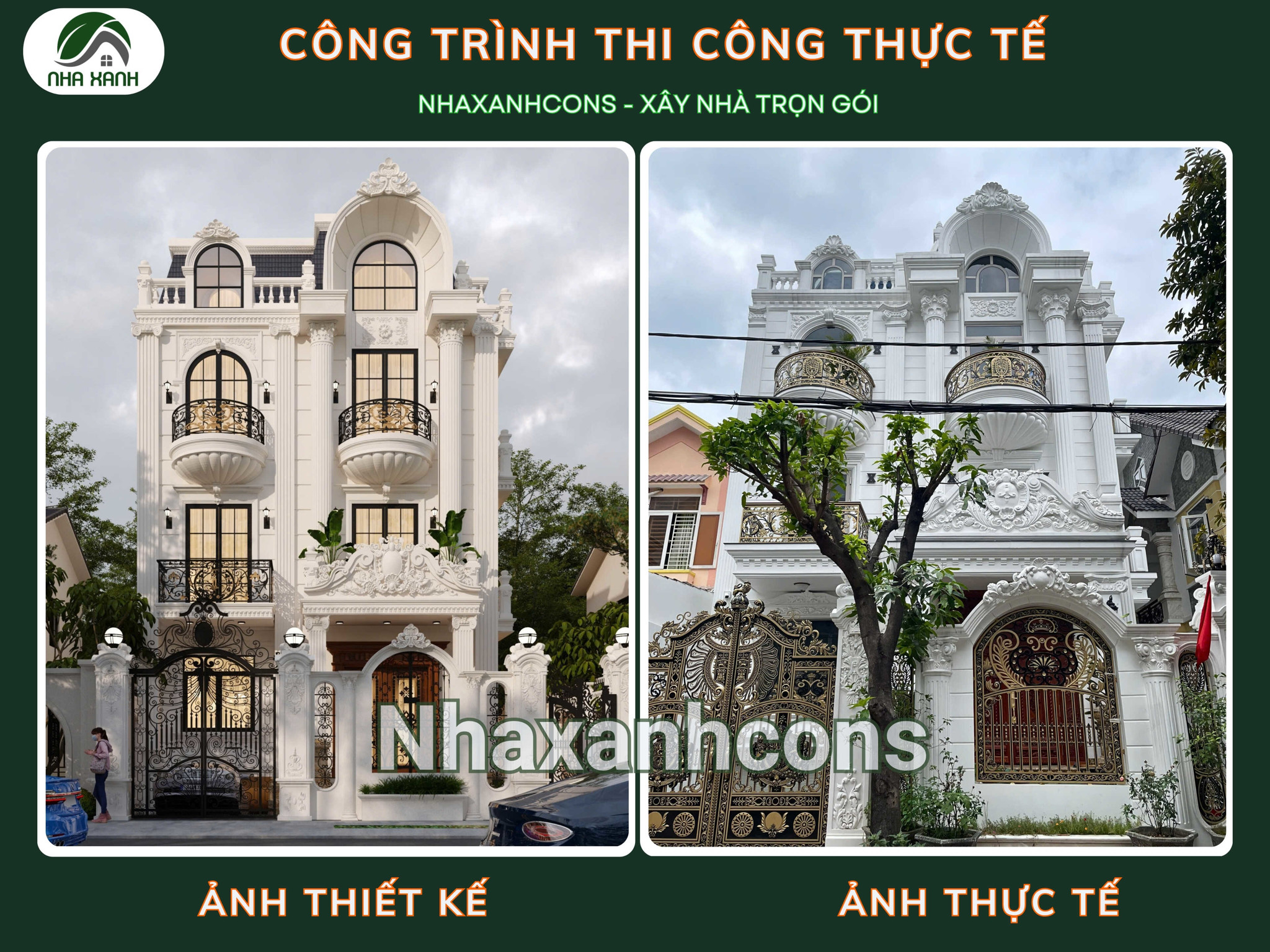 Thiết kế thi công biệt thự tân cổ điển 4 tầng