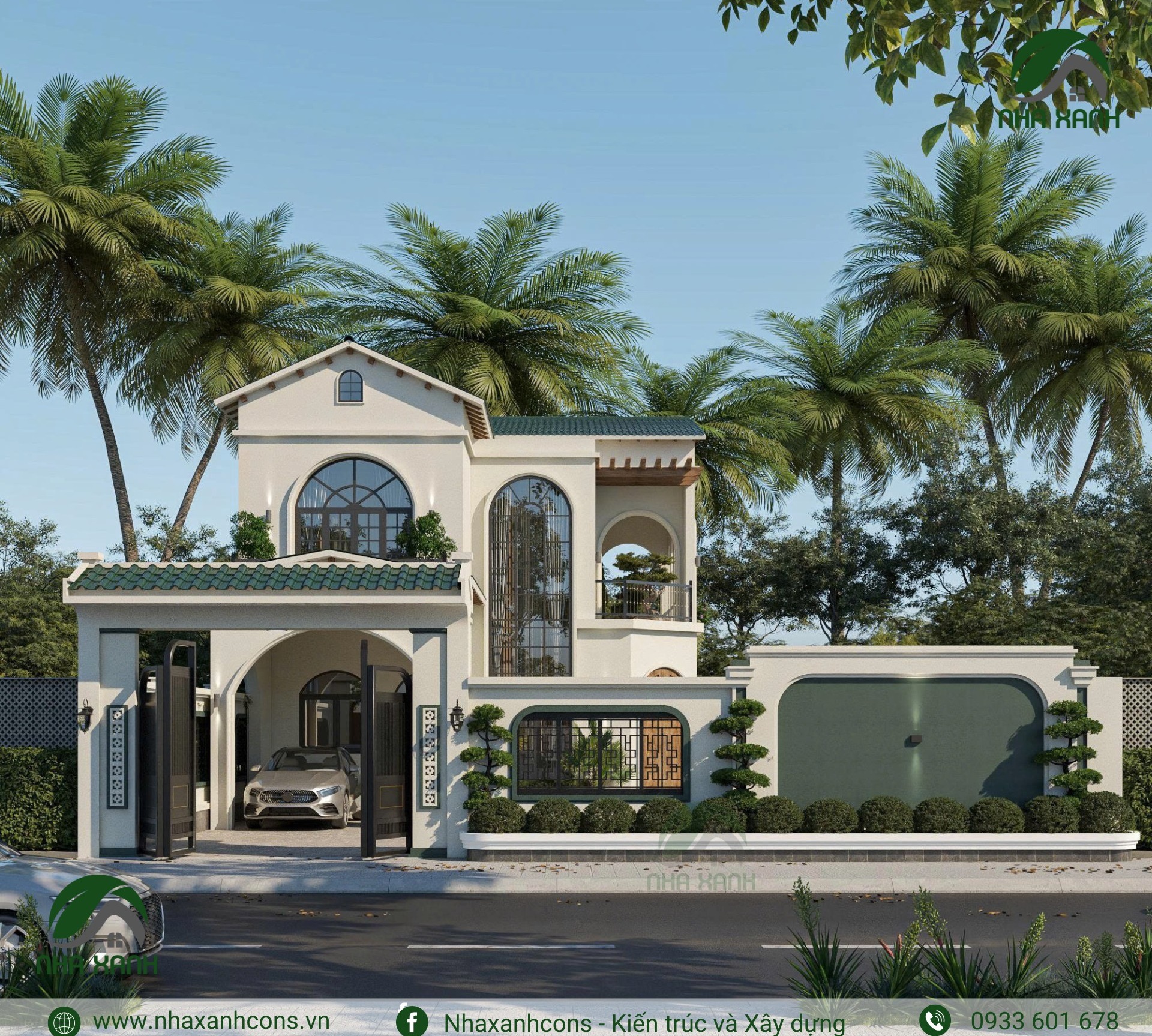 Mẫu thiết kế phong cách nhà Địa Trung Hải 2 tầng tại Đồng Nai mới nhất