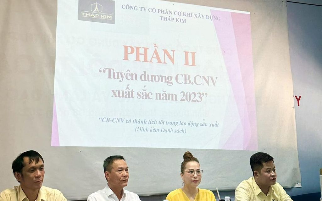 CÔNG TY CỔ PHẦN CƠ KHÍ XÂY DỰNG THÁP KIM TỔ CHỨC HỘI NGHỊ TỔNG KẾT NĂM 2023, HỘI NGHỊ NLĐ & KÝ KẾT THỎA ƯỚC LAO ĐỘNG TẬP THỂ NĂM 2024