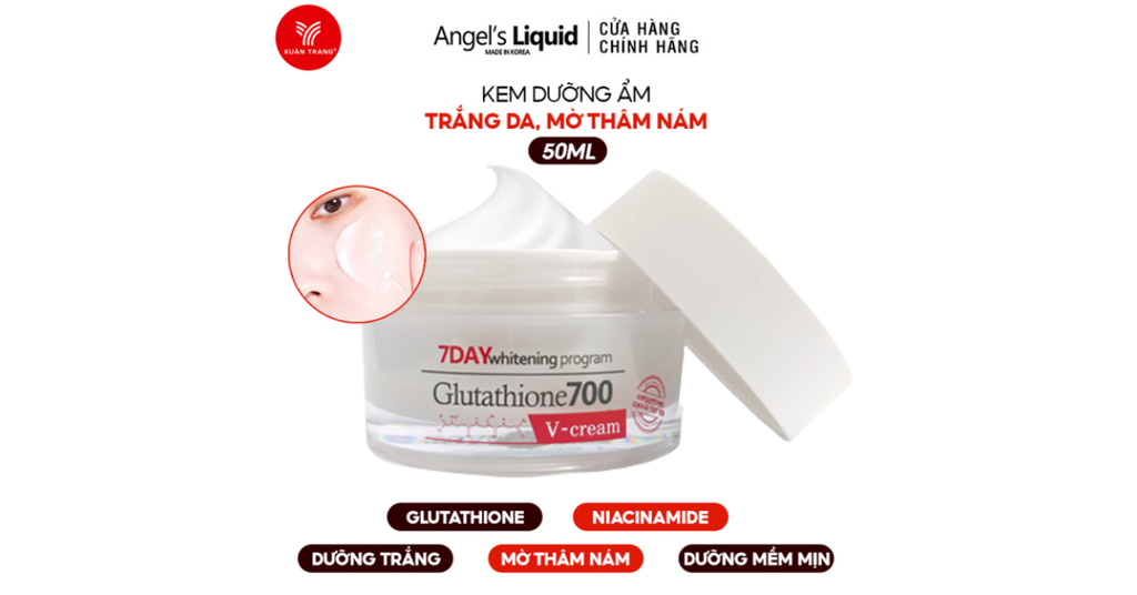 Một số thành phần của kem dưỡng Angel’s Liquid Program Glutathione 700 V-Cream 50ml