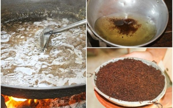 Đảo cốt dừa trên lửa đến khi nó tách ra dầu và cơm dừa riêng