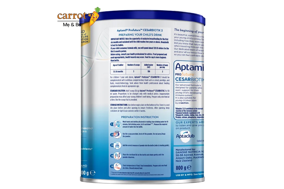 Cách Pha Sữa Aptamil Profutura Số 1 Tại Siêu Thị Mẹ Và Bé Carrot Đà Nẵng
