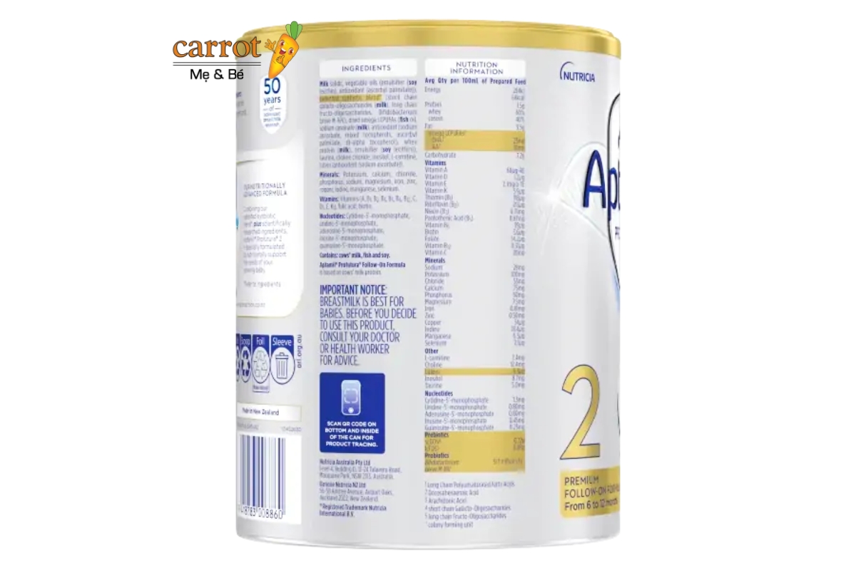 Thành phần Aptamil Úc Số 1 Siêu Thị Mẹ Và Bé Carrot Đà Nẵng
