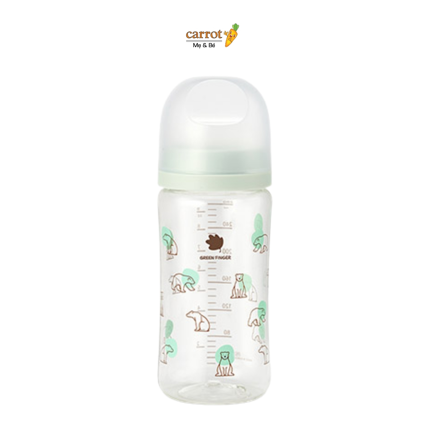 Bình sữa Green Finger Bebe Grow 280ml PA kèm núm size M