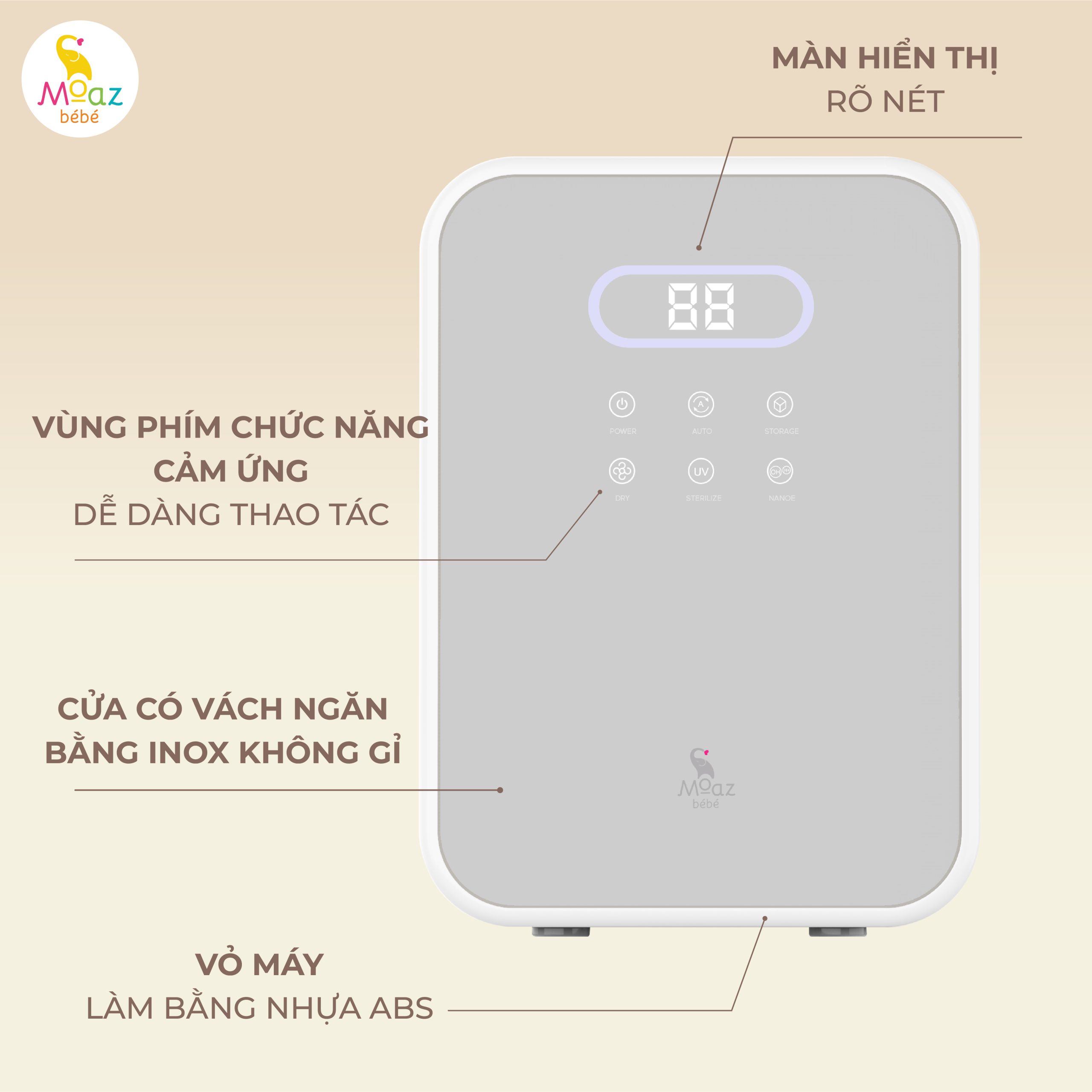 Cấu tạo máy tiệt trùng bình sữa Moaz BéBé MB – 073