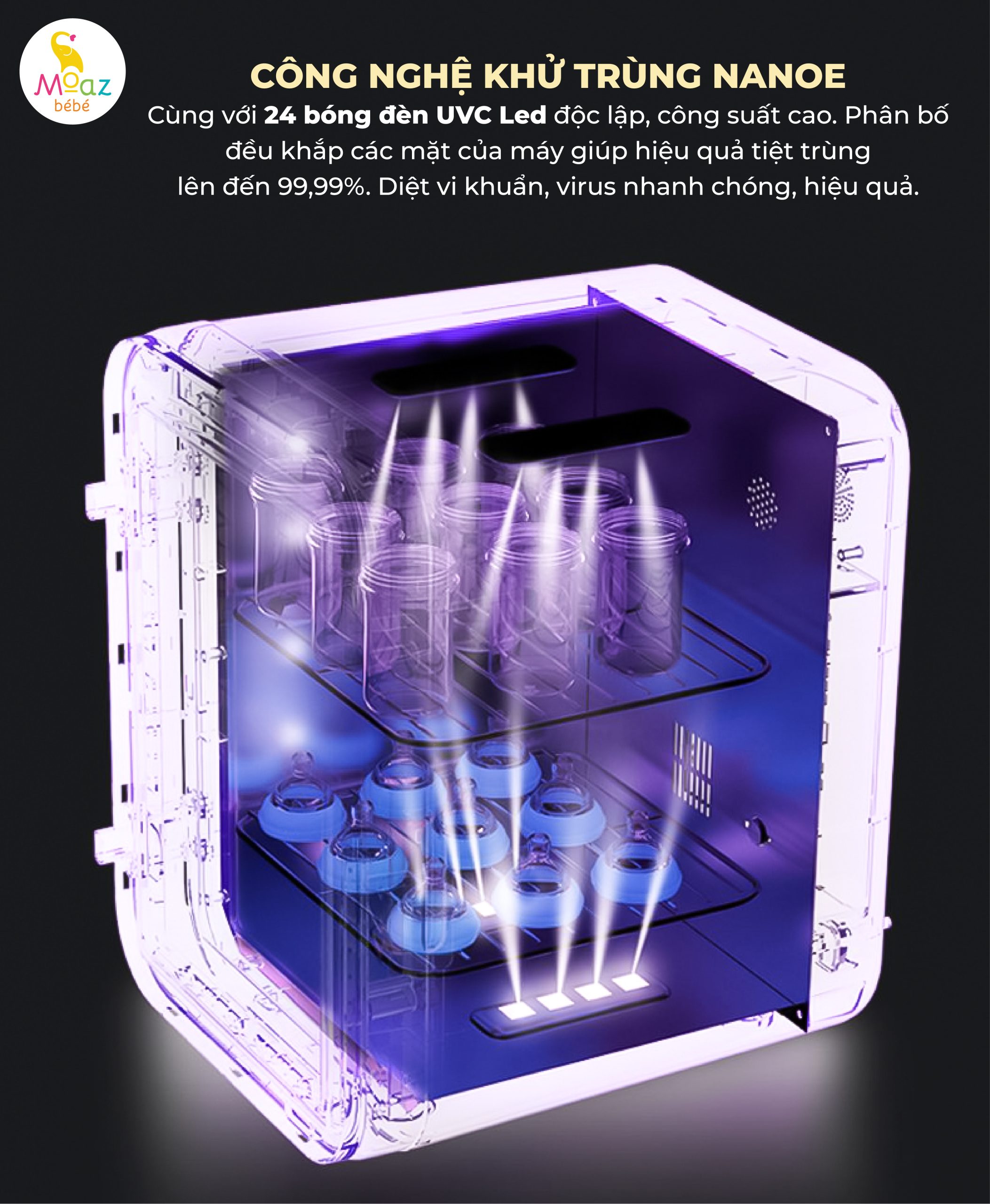 Công dụng máy tiệt trùng bình sữa Moaz BéBé MB – 073