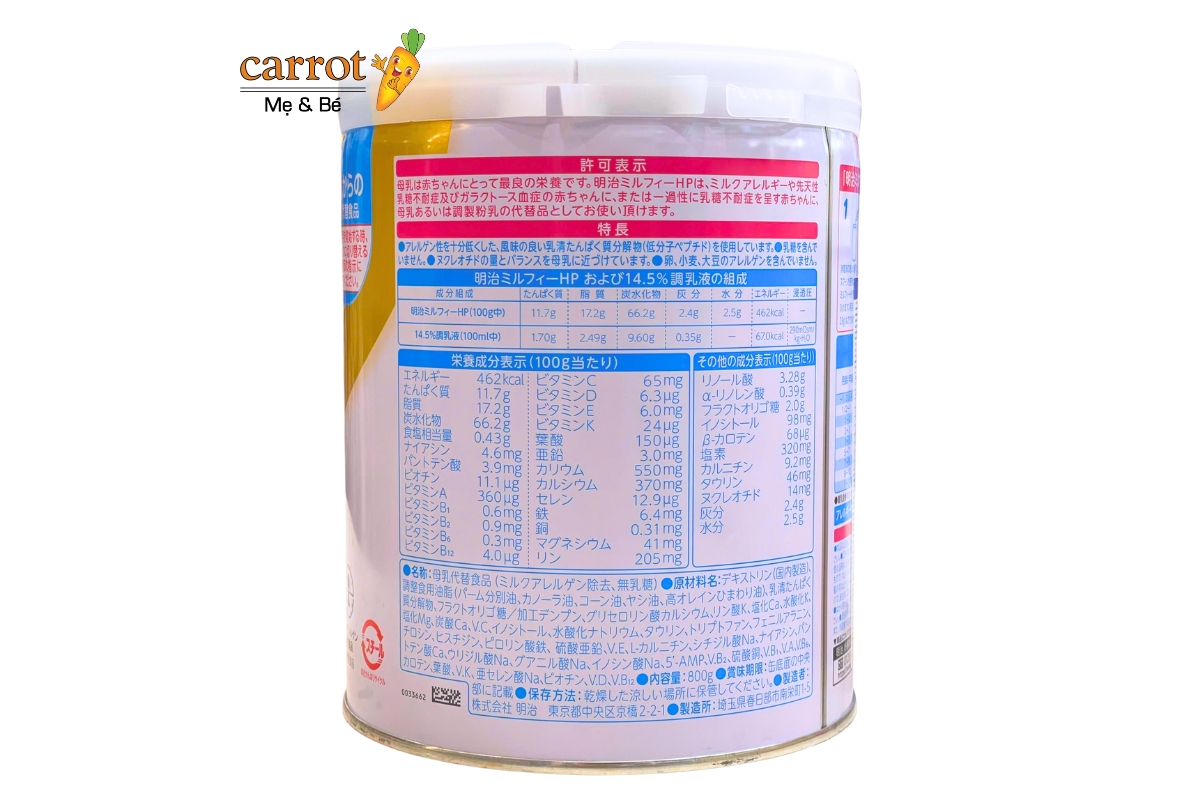 thành phần dinh dưỡng meiji hp