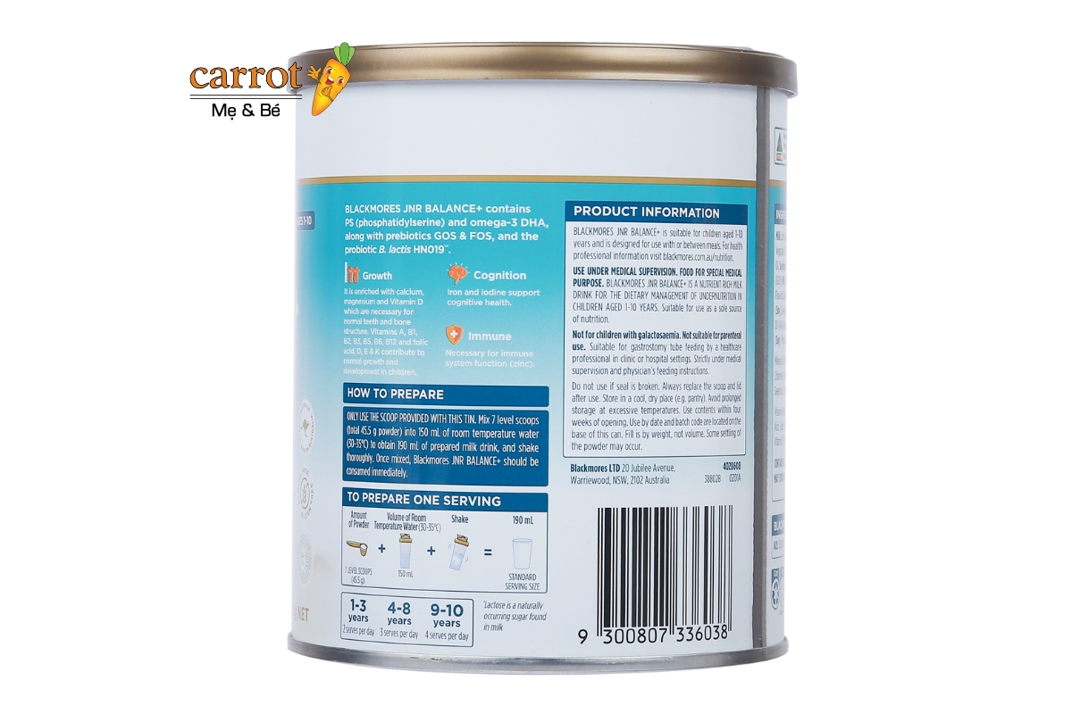 Cách pha sữa Blackmore Balance 400g