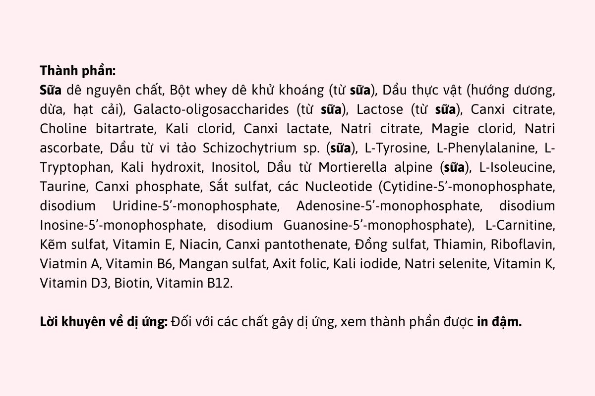 Thanh Phần Sữa Kendamil Dê Số 1 - Siêu Thị Mẹ Và Bé Carrot