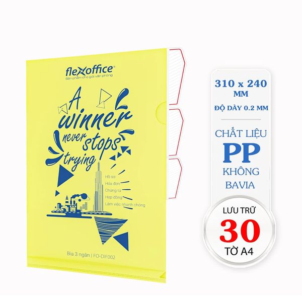 Bìa hồ sơ A4 (30 tờ) 3 ngăn hồng Thiên Long Flexoffice A4 FO-DIF002
