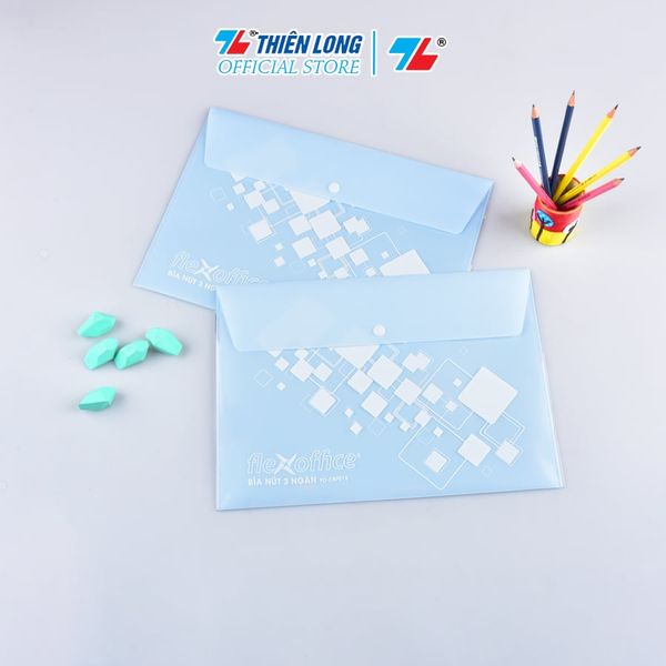 Bìa nút 3 ngăn Flexoffice FO-CBF018 màu xanh dương