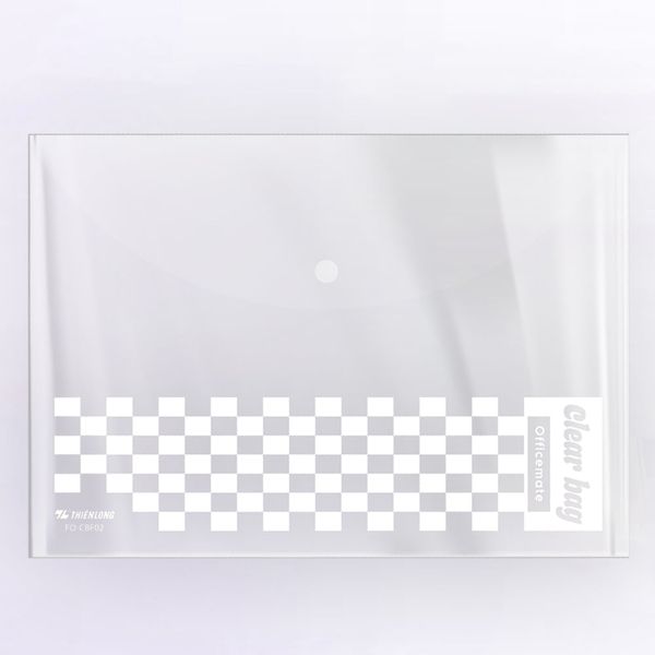 Bìa nút A4 Officemate FO-CBF02 0.12mm, PP trong suốt, họa tiết caro, chứa khoảng 50 tờ