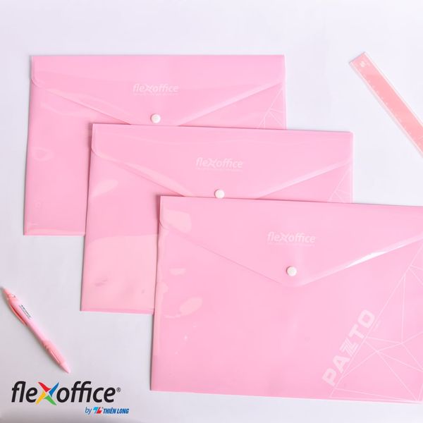 Bìa nút Pazto hồng Pastel Flexoffice FO-CBF010