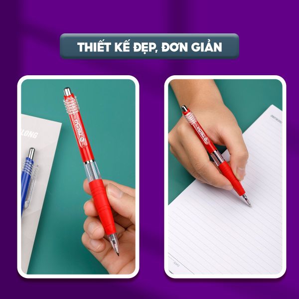 Bút bi TL-047 Thiên Long – thân cân đối, grip êm tay chống trơn trượt