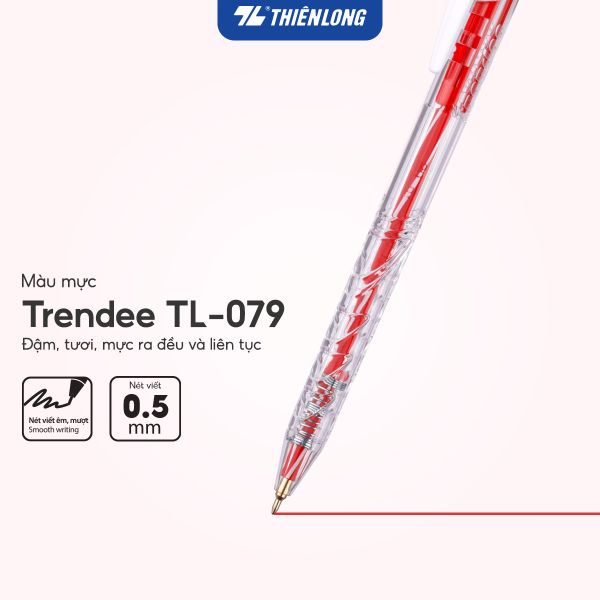 Bút bi Thiên Long TL-079 – mực Trendee đậm tươi, viết êm mượt