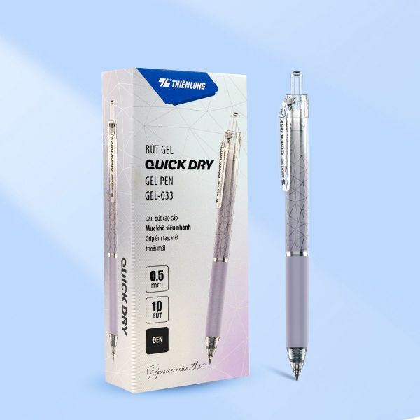 Điểm nhấn thiết kế Bút Gel Quick Dry Thiên Long GEL-033 màu xám