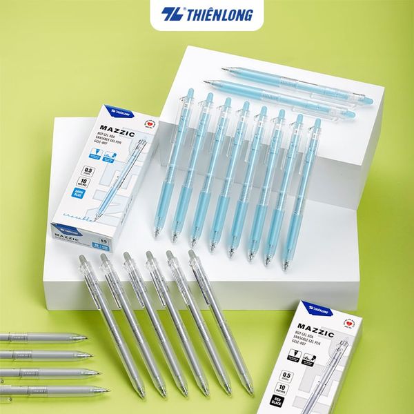 Bút gel xóa được Thiên Long GELE-007 | Ngòi 0.5mm, Mực Xanh/Đen/Tím