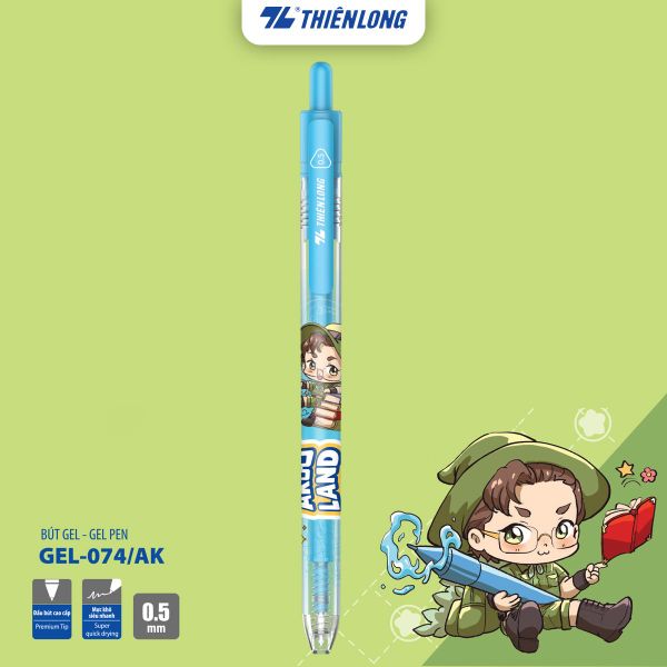 Hoạ tiết Bút gel Akooland Thiên Long 3 màu mực Xanh