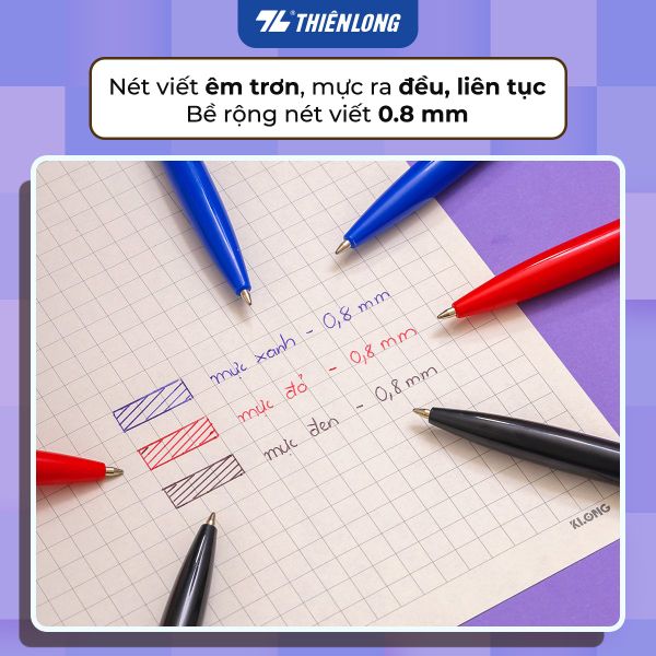 Bút bi Thiên Long TL-023 ba màu xanh, đỏ, đen