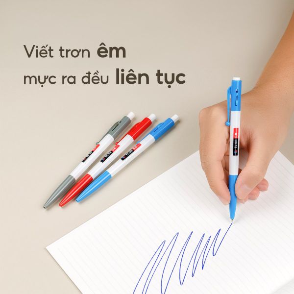 Hộp bút bi TL-08 màu xanh 20 cây, viết mượt