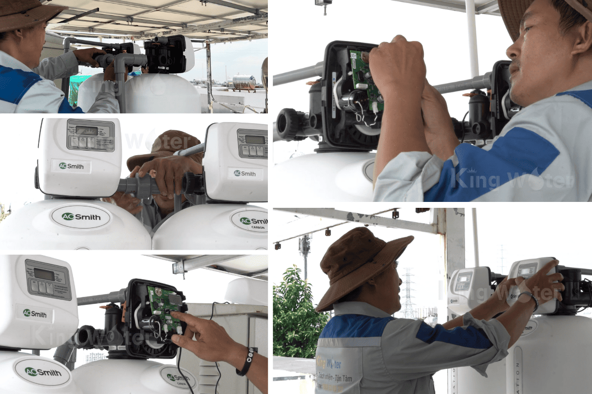 Kỹ tuật KingWater lắp đặt máy lọc tổng gia đình AoSmith AOS MMF 100 Pro