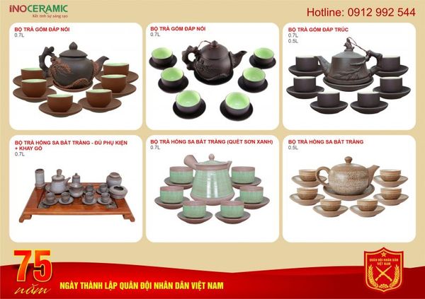 Ấm chén sứ trắng in logo quà tặng khách hàng mobifone