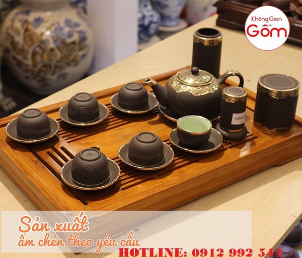 Công ty cung cấp bộ ấm chén bát tràng bọc đồng chính hãng chất lượng
