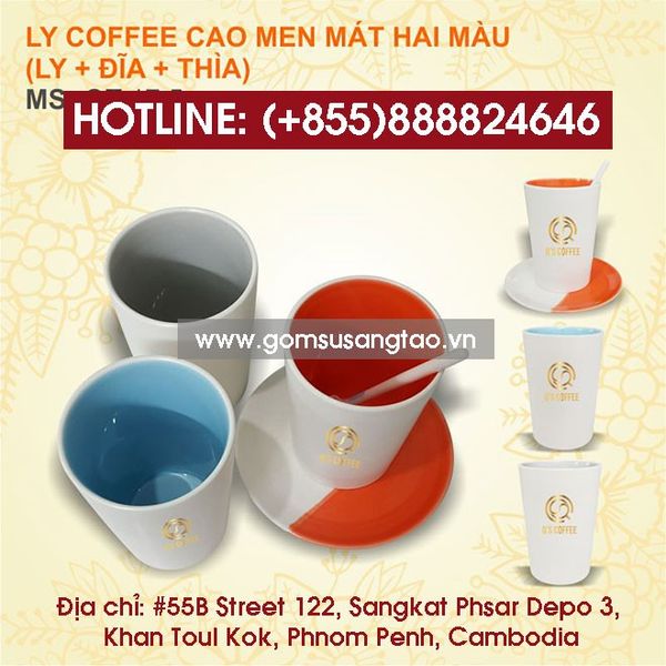 In logo lên bộ bình trà , ly sứ, cốc sứ, chén dĩa theo yêu cầu tại campuchia