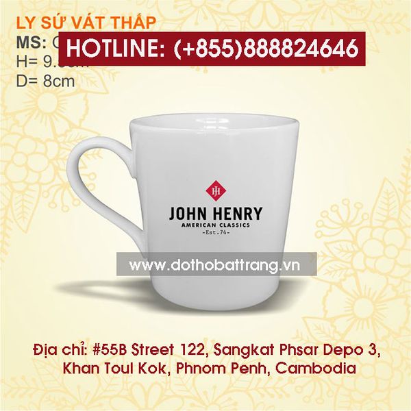 In logo lên bộ bình trà , ly sứ, cốc sứ, chén dĩa theo yêu cầu tại campuchia